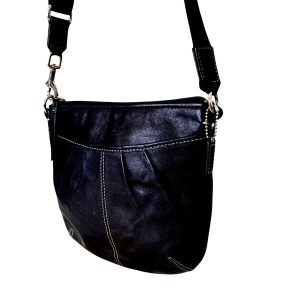 Coach Vintage Leather Adjustable Strap Swingback Crossbody Black - Picture 1 of 8